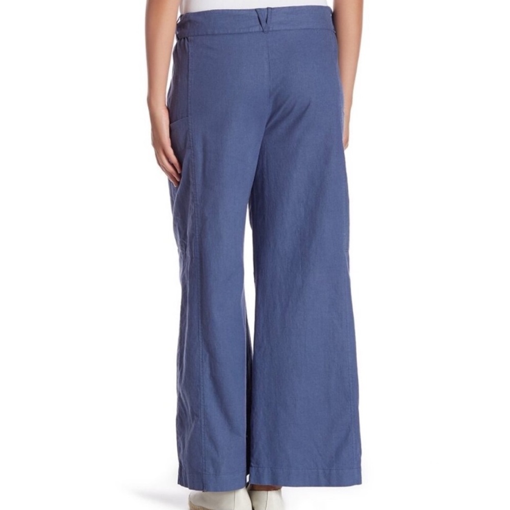 Free People Bluebell Belted Wide Leg Linen-Blend Pants W/Leg Pockets Blue SZ M - Picture 5 of 16